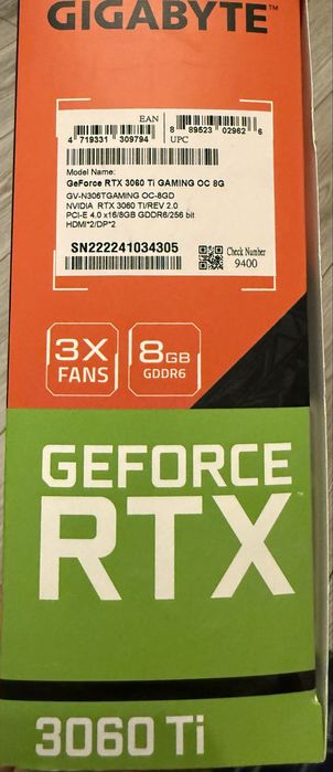 Placa Video Geforce RTX 3060 TI 8GB RAM OC Gaming Edition