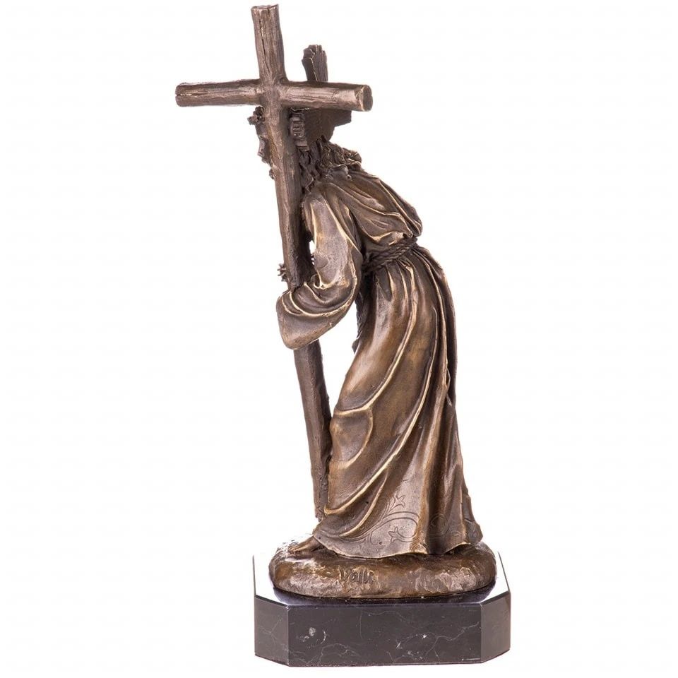 Iisus purtând crucea,statueta din bronz
