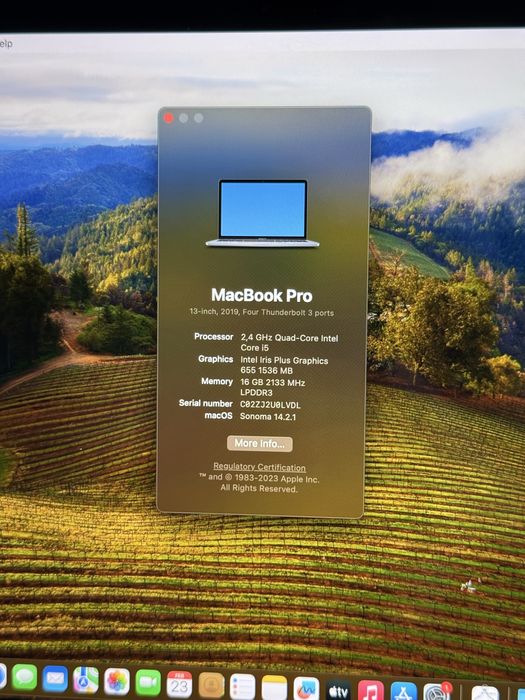 Macbook Pro 13", 2019, 2,4Ghz Quad-Core Intel Core i5