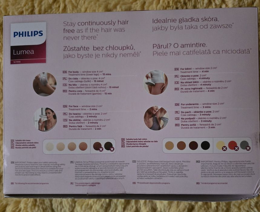 Epilator IPL Philips Lumea SC1998/00, 250.000 impulsuri, Senzor nuanta