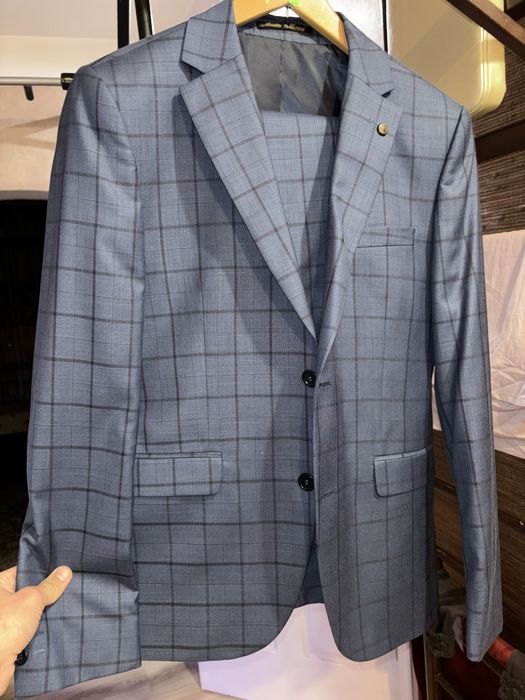 Новый костюм двойка 46р серо-синий