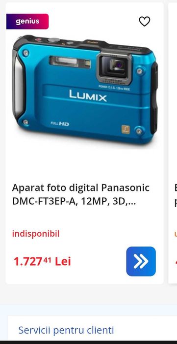 Camera foto subacvatica 12m rugged Panasonic FT3 12MP/FHD zoom 4xLEICA
