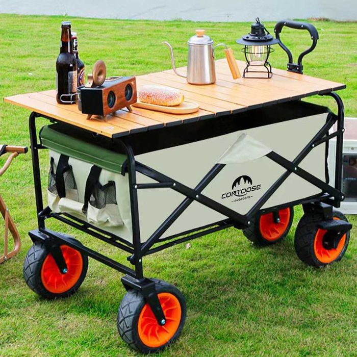 Къмпинг сгъваема количка гуми плаж пясък гора пренасяне транспорт