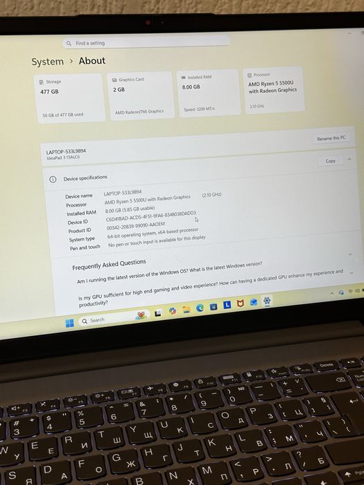 Lenovo idealpad 3 15alc6