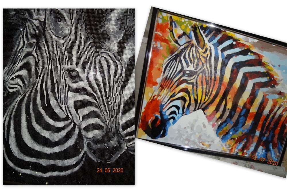 Мозаика алмазная и Картина по номерам (готовые) ЗЕБРЫ 40х50