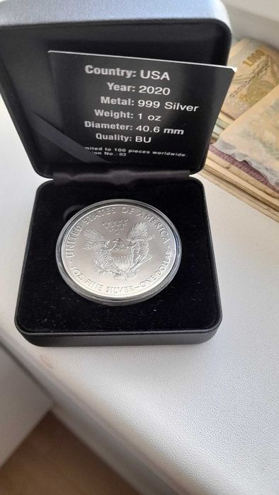 Moneda 1oz $1 American Silver Eagle King  2020