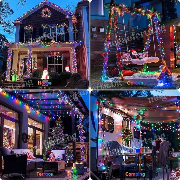 Светлинна верига 50м. от 250 Led коледни лампички RGB многоцветни