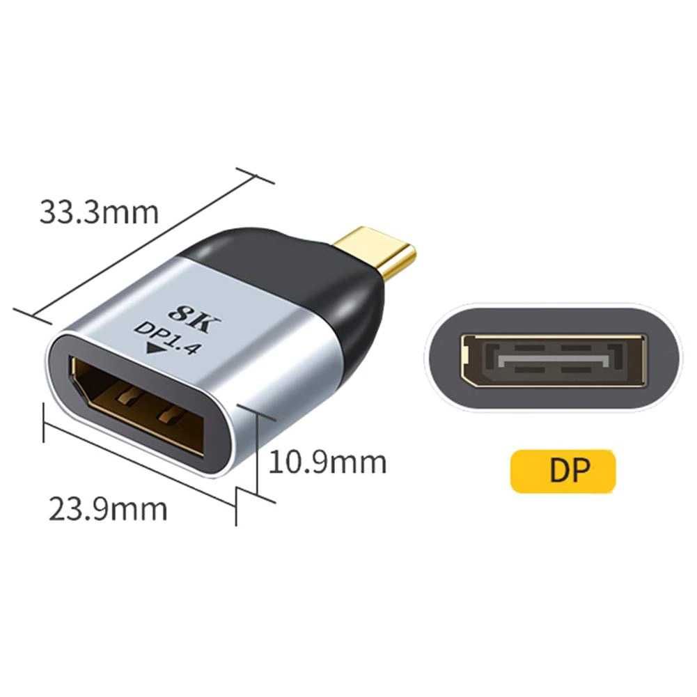 Adaptor convertor USB-C 3.1 tata la Displayport 1.4 mama, suporta 8K