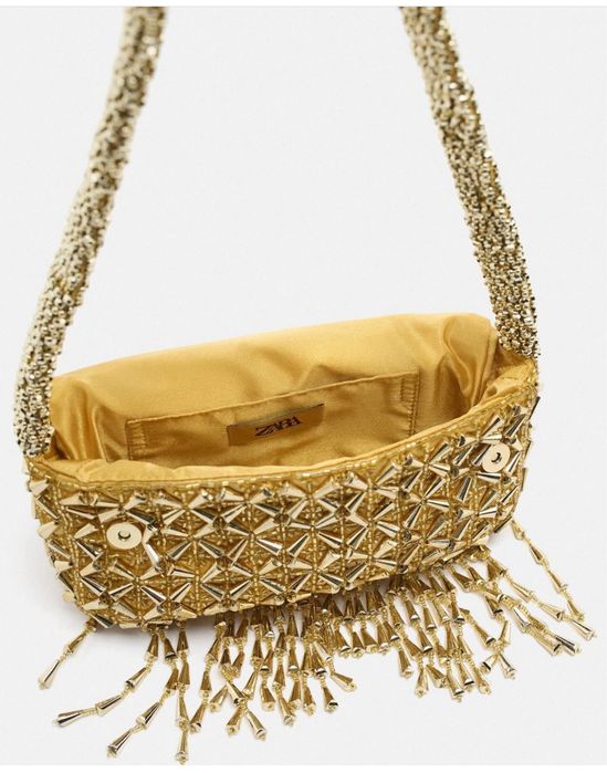 Geanta ocazie eleganta, argintiu, auriu , cu paiete Zara