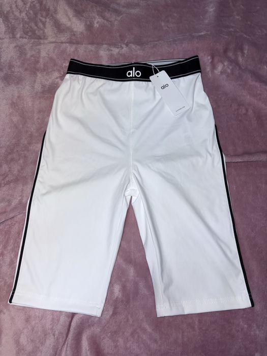 Pantaloni Colanți S Alo Yoga Alb albi Negru negri eticheta sport sală