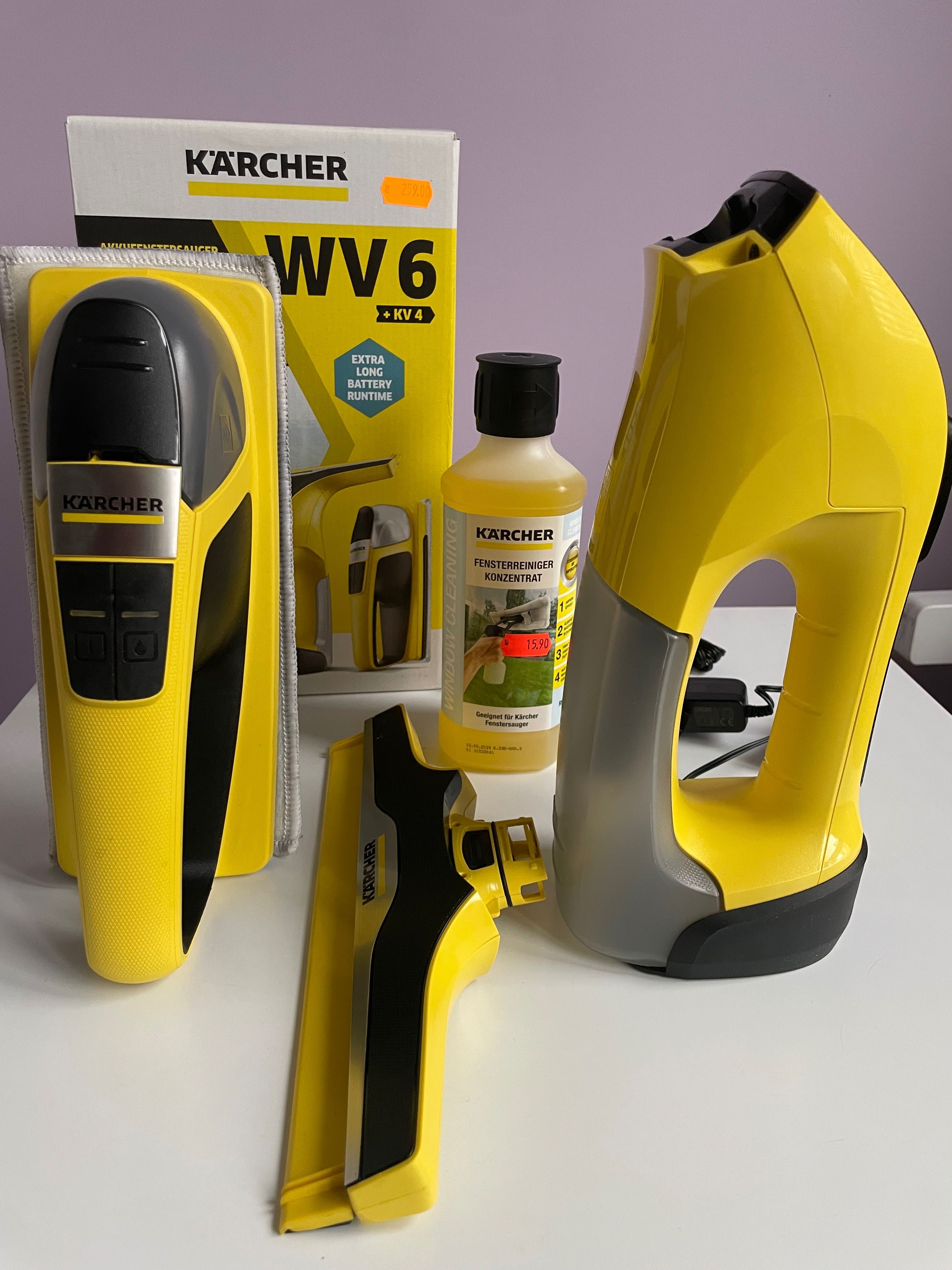 Комплект уреди за почистване на стъкла Karcher WV6 + KV4 с препарат