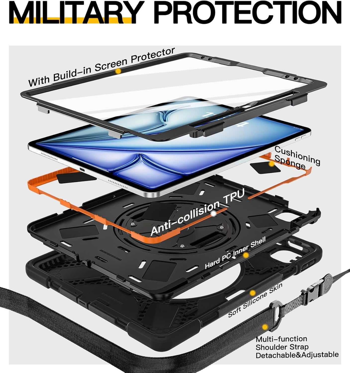 BRAECN калъф за iPad Air 13 инча 2025(M3)/2024(M2) и iPad Pro 12.9инча