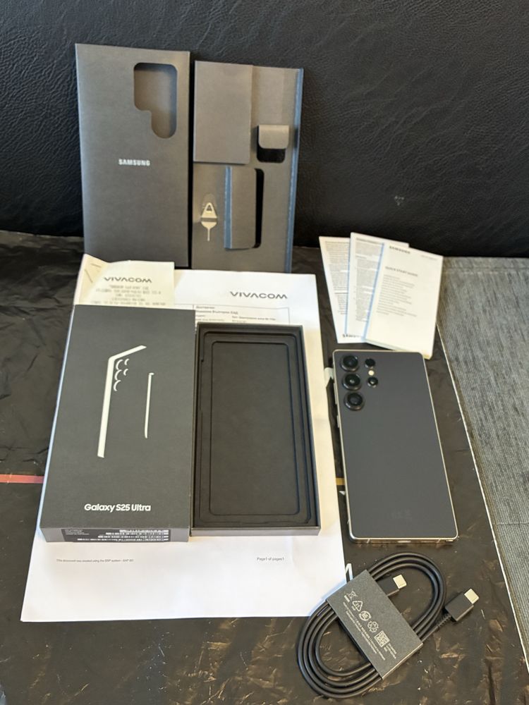 КАТО НОВ 512GB Samsung S25 Ultra Vivacom Гаранция 2027 Black