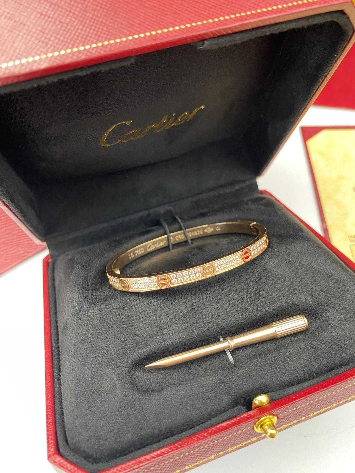 Brățară Cartier LOVE 16 Rose Gold 750 Slim cu Diamante