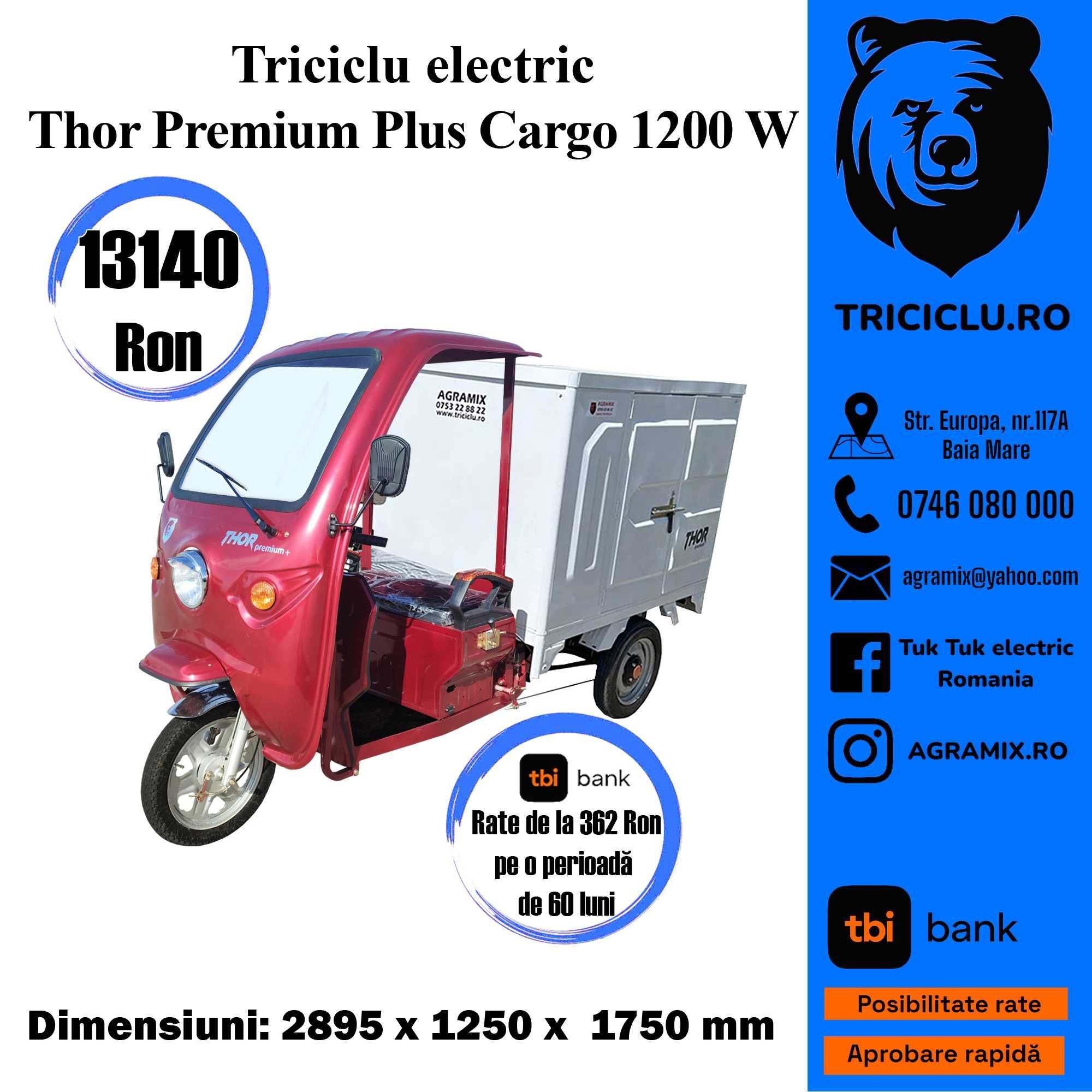 Triciclu NOU electric Thor Premium Plus 1200W Agramix
