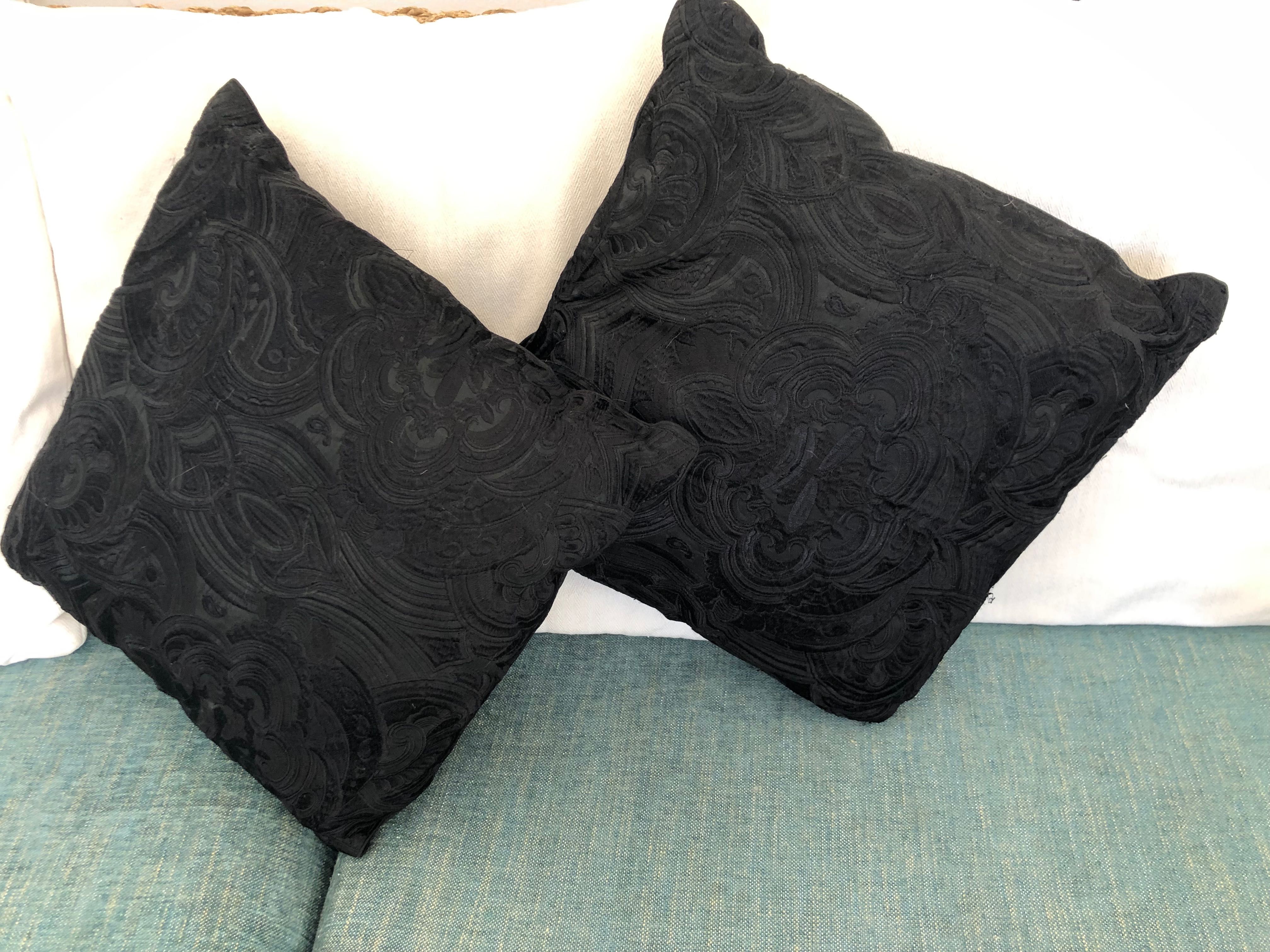 Perne decorative din brocart negru, cu broderie și satin - Zara Home