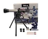 Set Telescop cu trepied si Microscop pentru copii, Gri/Negru