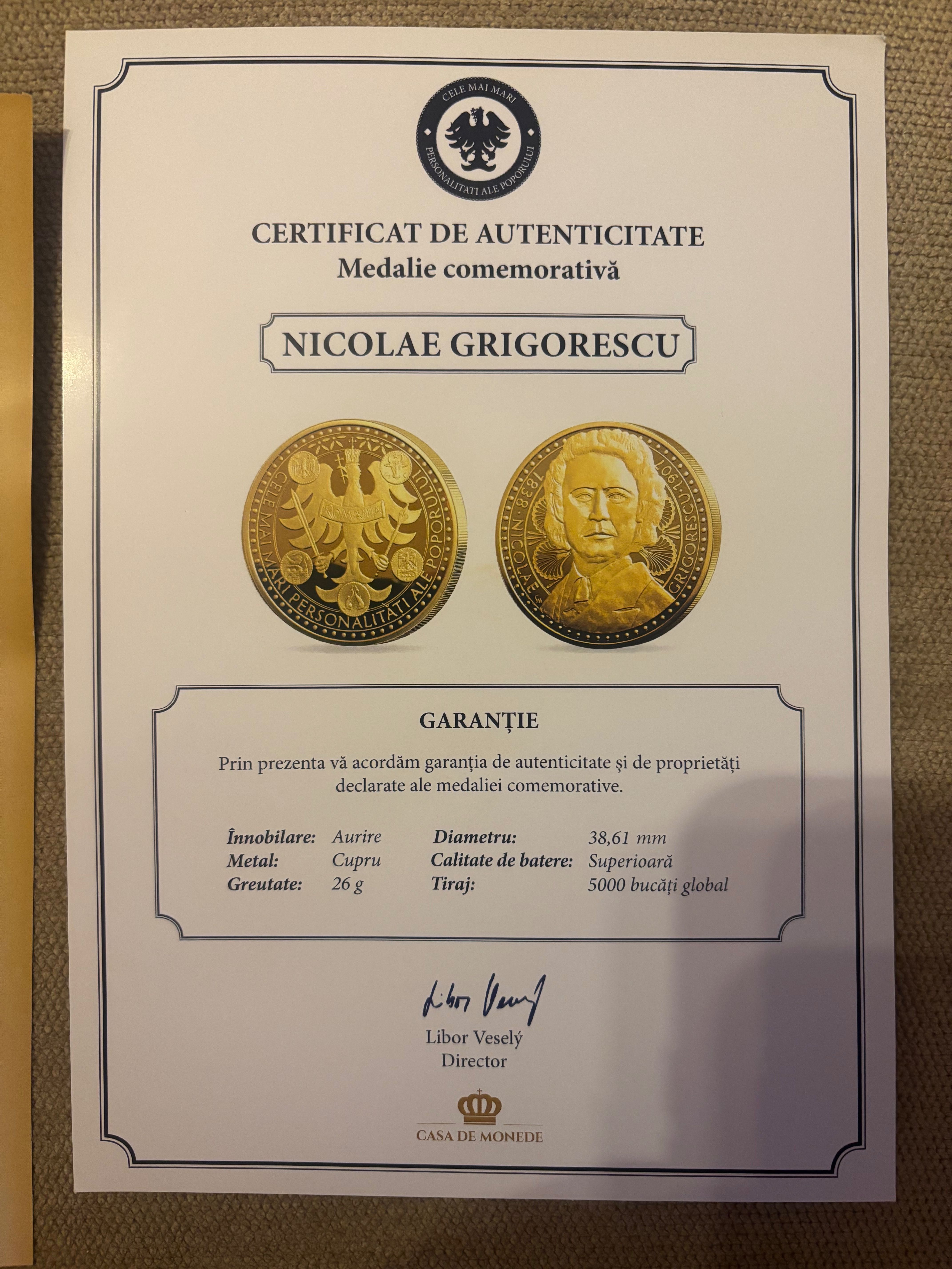 Colecție de medalii placate cu aur