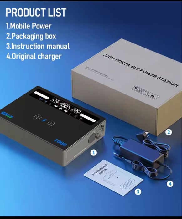 1kw 781wh EAsun Преносима зарядна станция генератор за къмпинг и риба