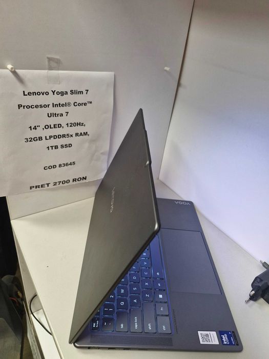 Laptop Lenovo Yoga Slim 7, OLED, 14 inchi, 120hz, Intel Ultra 7