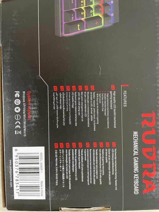 Tastatura mecanica Gaming, Redragon, Rudra K565, USB, RGB, Negru
