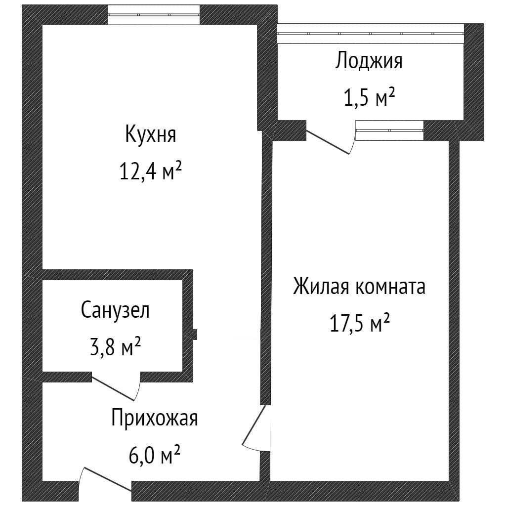 1-комн Батыс ЖК Миллениум 2/5 41.2кв.м.