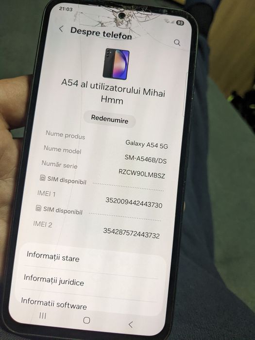 Vand Samsung a54 cu mic defect