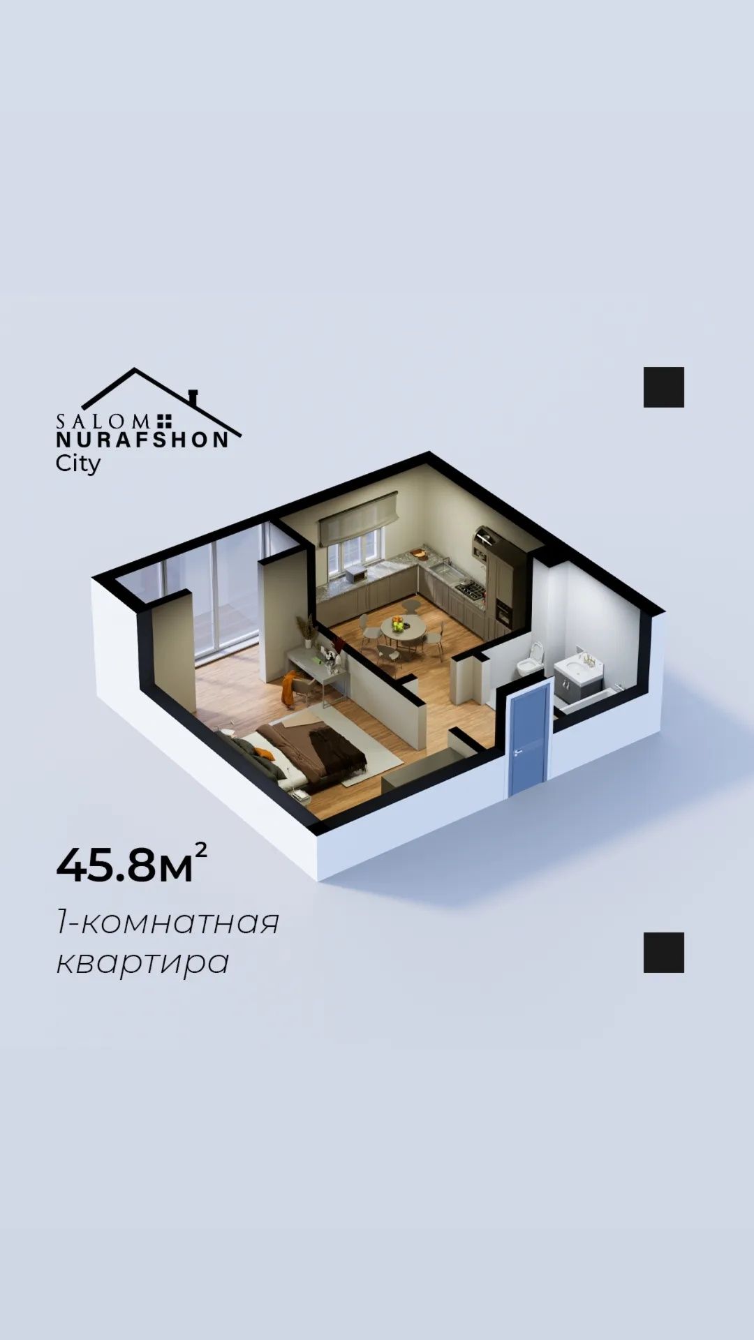 Nurafshon City ichida osmonopar yangi inshootlardan xarid qiling