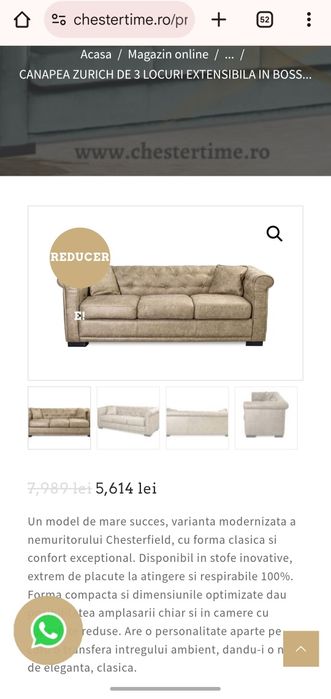 Set Chesterfield canapea si fotoliu