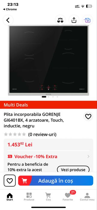 Plita incorporabila GORENJE GI6401BX, Inductie, 4 arzatoare