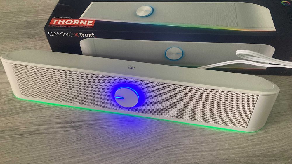 Soundbar Gaming Trust Thorne, RGB, Alb