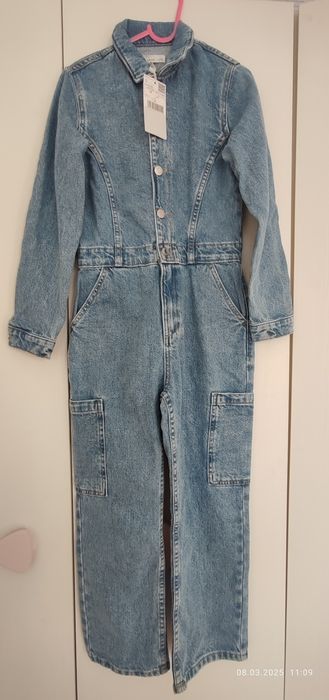 Нов MANGO дънков гащеризон, размер за 10 годишни