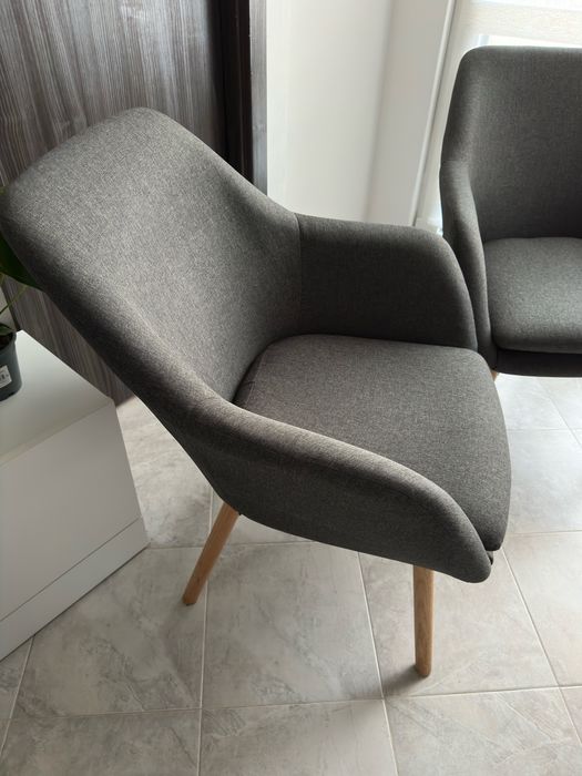 2 бр Кресло UDSBJERG сив текстил/ краченца от масивен дъб