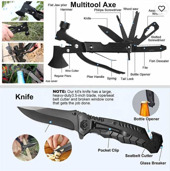 Kit de Supravietuire Sau Camping 32 piese
