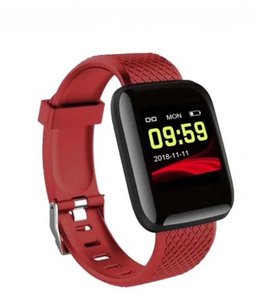 Smart watch bluetooth. Zeci de funcții fitness&sănătate. Roșu. Pătrat.