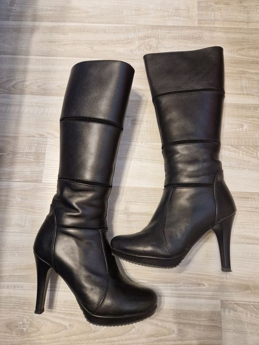 Cizme din piele cu toc