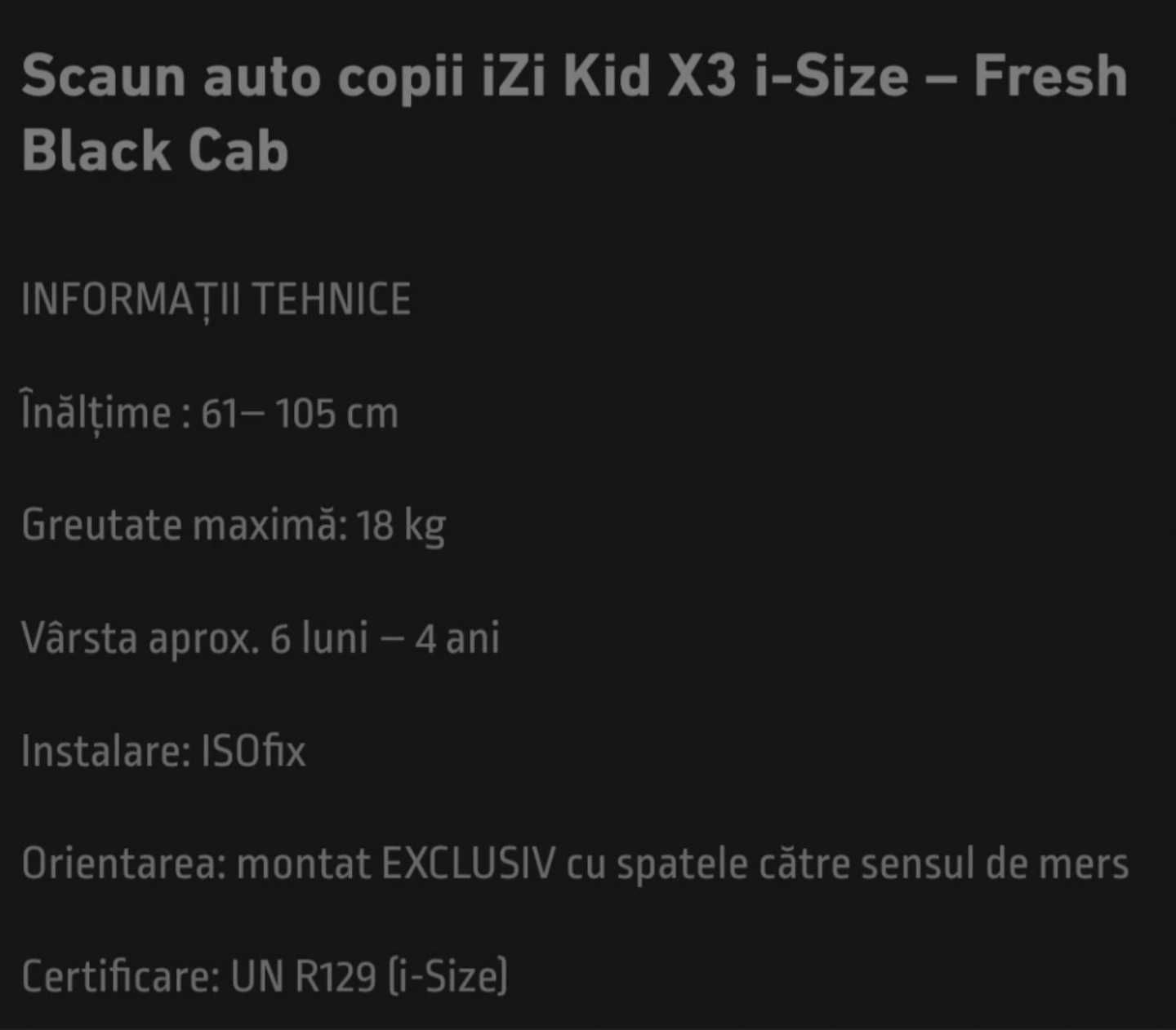 Scaun de masina pentru copii - Izi Kid X3 iSize