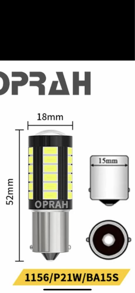 Set led becuri P21W 33 SMD galben semnalizare