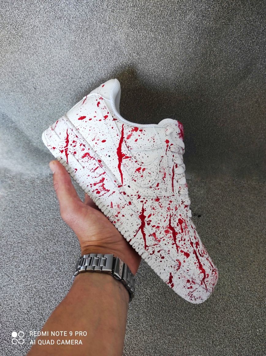 Adidasi Nike Air Force 1 Bloody custom(nu yeezy,jordan,adidas,uptempo)