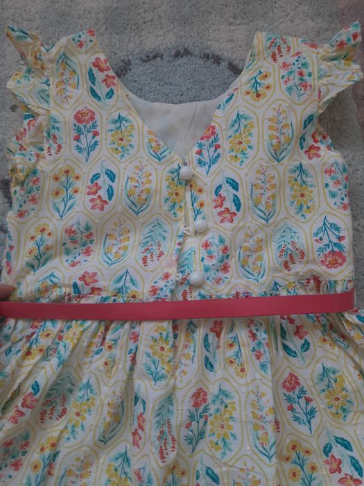 Лятна детска жълта рокля с чанта и колан 4-5 години