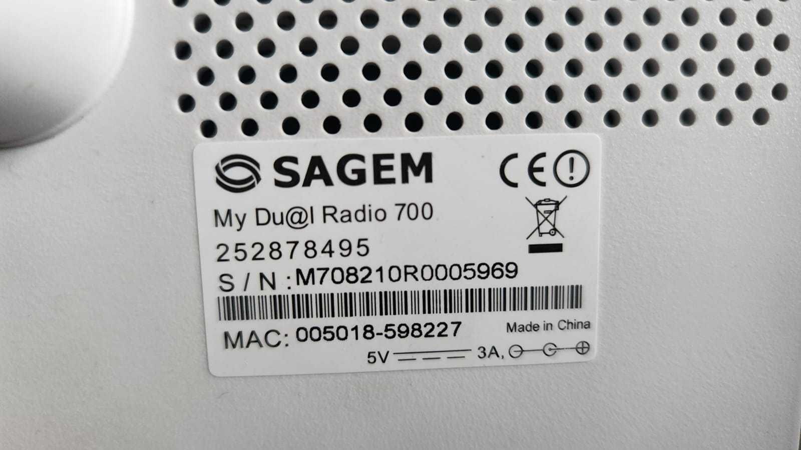 Sagem My Dual IP radio 700 Wi-Fi internet radio FM USB MP3 alarma