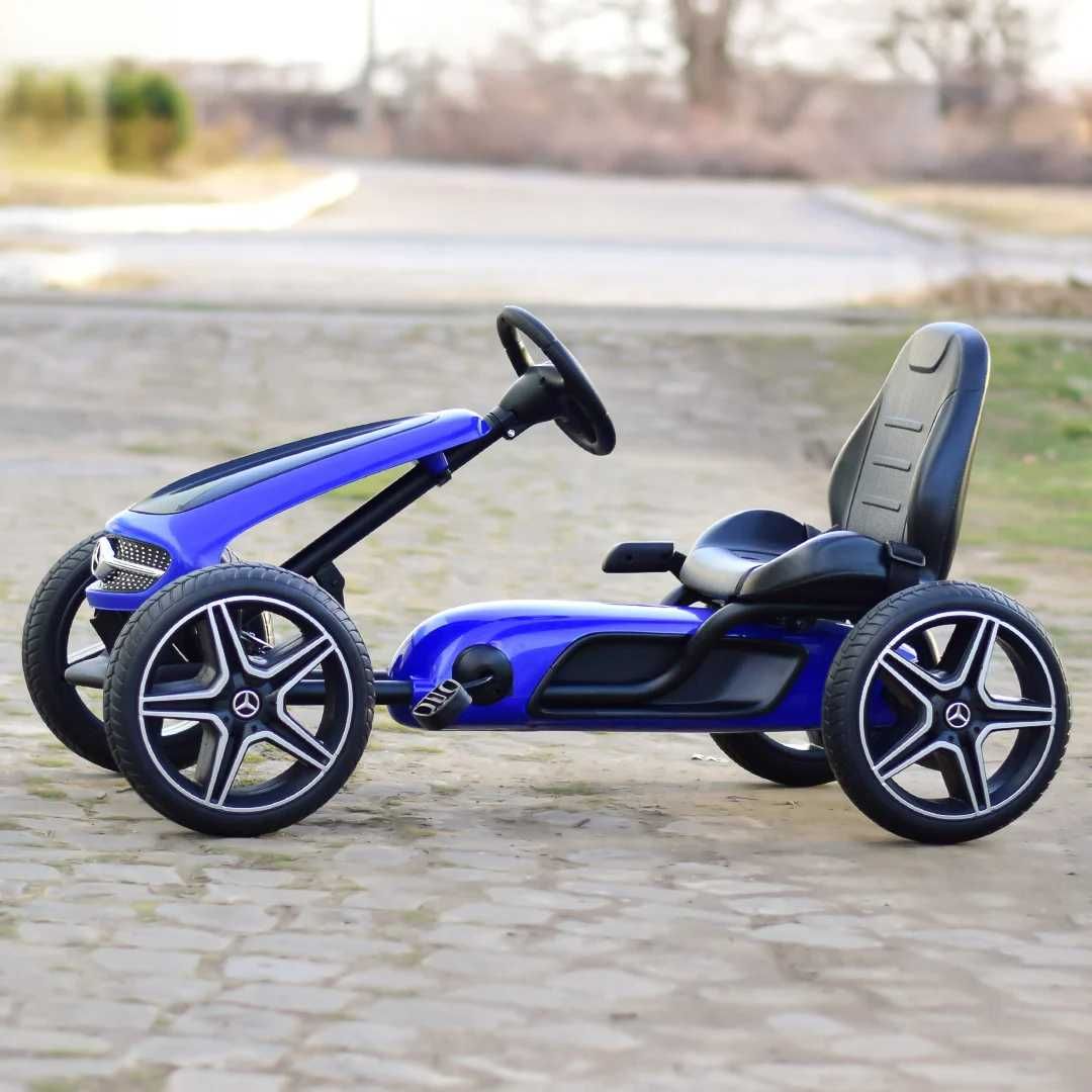 GO Kart cu pedale de la Mercedes, roti cauciuc solid, scaun reglabil