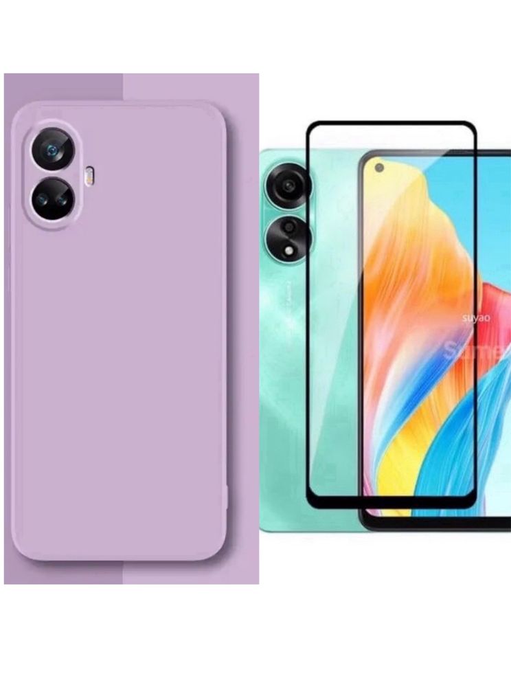 Husa Silicon Colorat si Folie Sticla Curbata - OPPO A38/A58/A78/A98