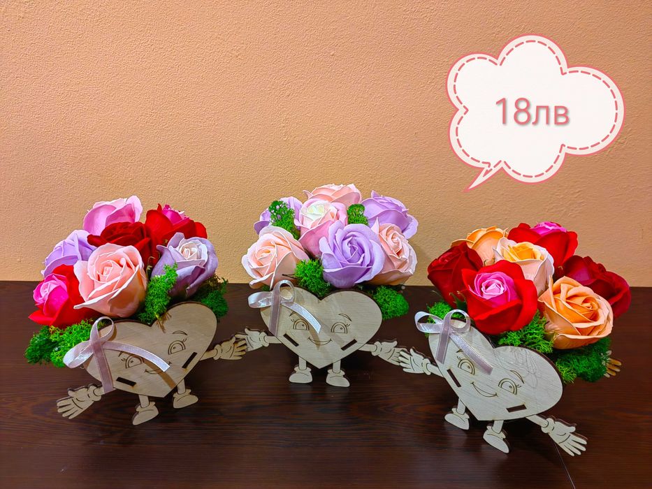 Цветни кошнички със сапунени цветя и скандинавски мъх