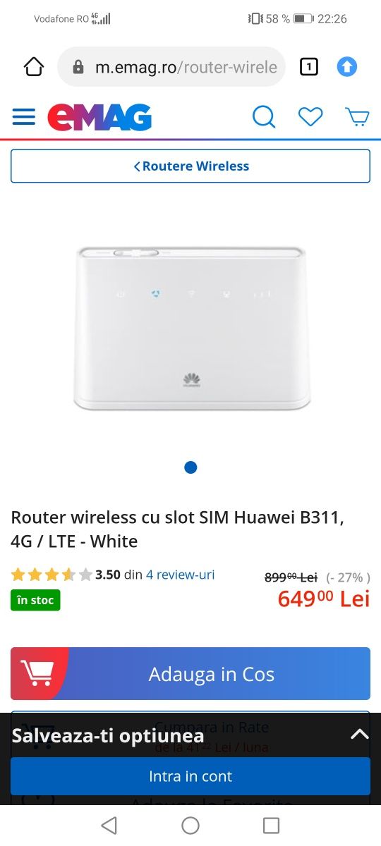 Vând sau schimb router wireless Huawei B311