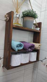 Ръчно изработен дървен висящ рафт за тоалетна / баня