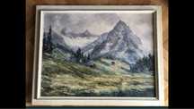Tablou,pictura germana,in ulei pe panza,peisaj alpin