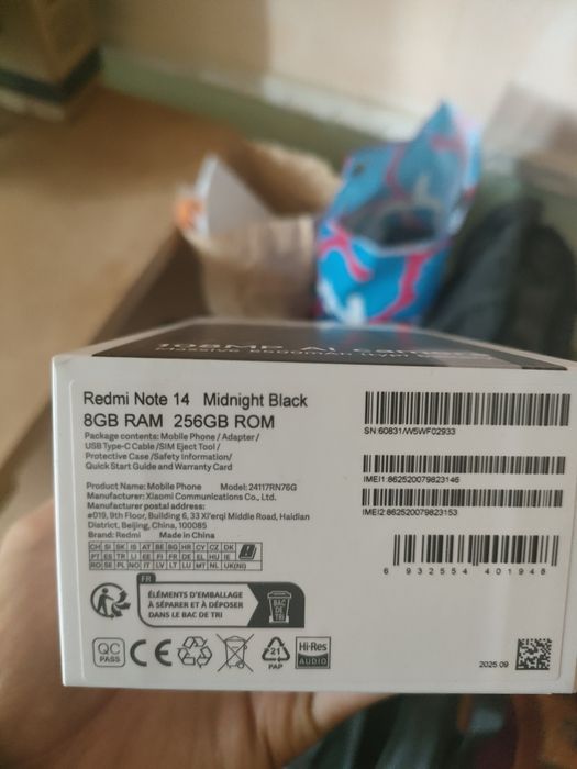 Редми нот 14 память 8/256 новый коробка документ.