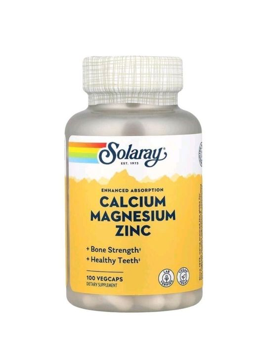 Solaray, кальций, магний и цинк, 100 капсул.