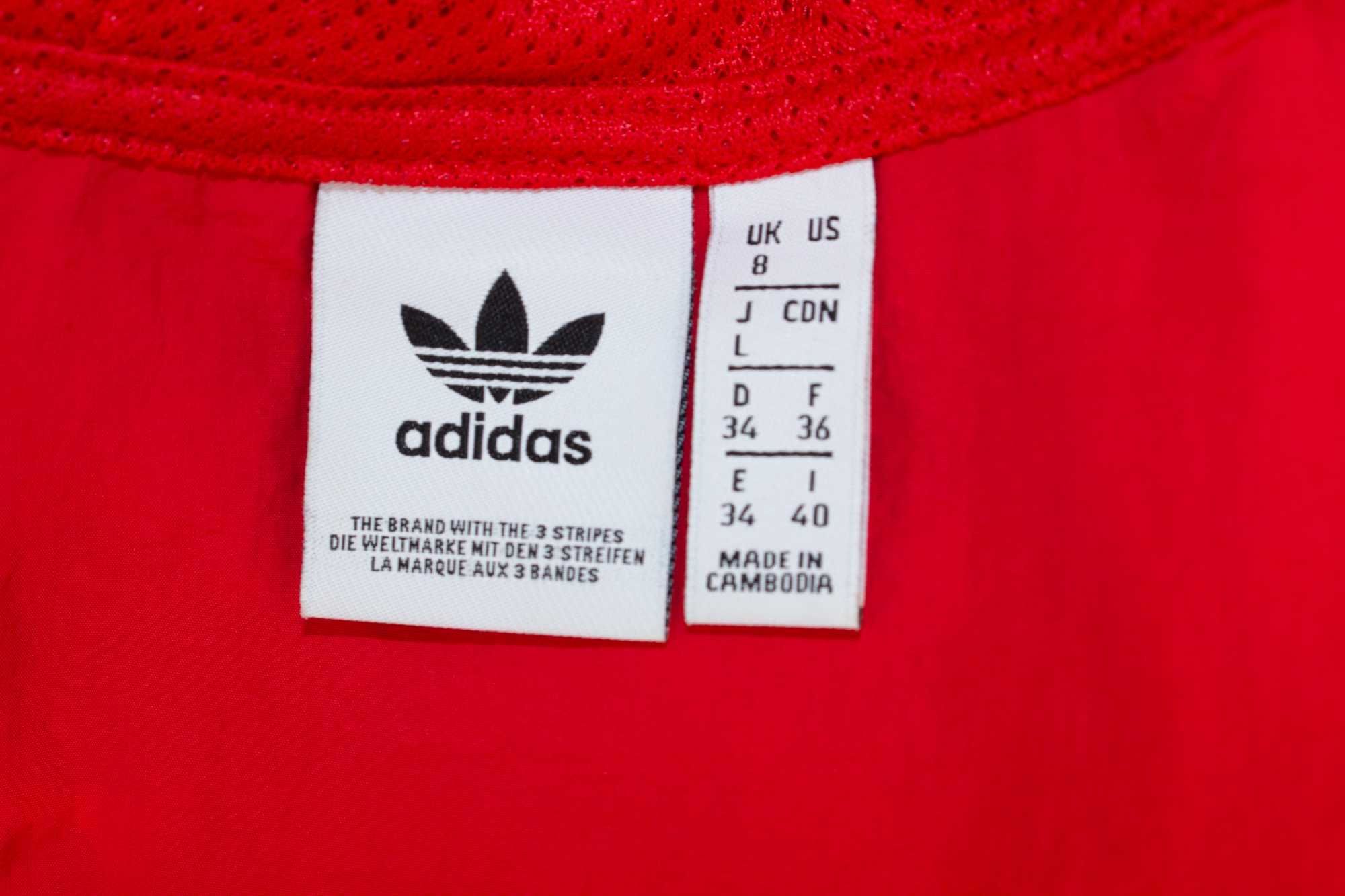 Adidas оригинално дамско яке ветровка пуловер къс модел червен S